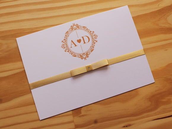Convite Casamento Dourado Moderno 03a