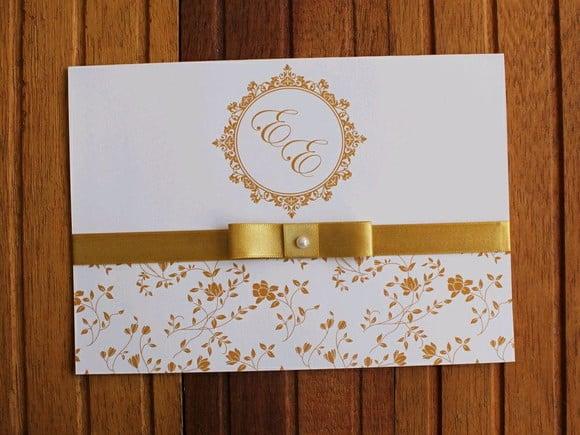 Convite Casamento Dourado Delicado Convite 15 Anos Bodas