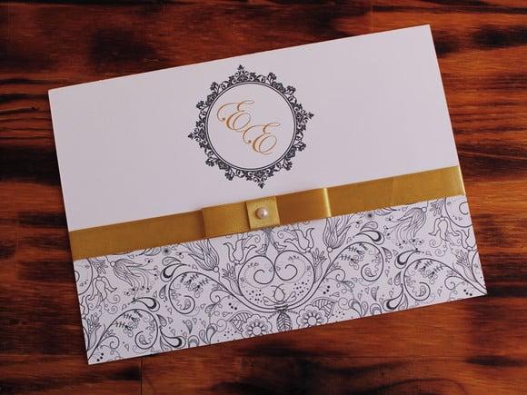 Convite Casamento Dourado Preto Convite 15 Anos Barato