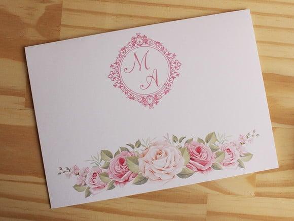Convite Casamento Floral Rosas Convite 15 Anos Moderno