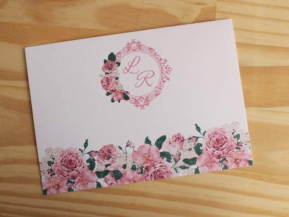 Convite Casamento Floral Rosas Convite 15 Anos Moderno