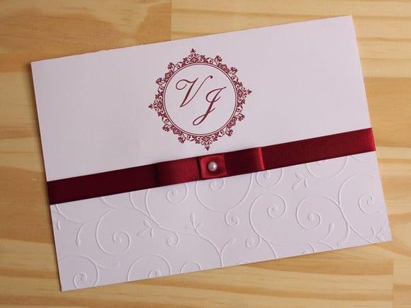 Convite Casamento Relevo Marsala 15 Anos Barato Tx