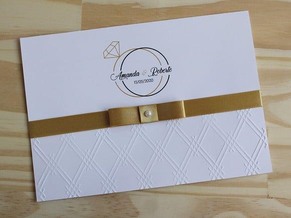 Convite Casamento Relevo Textura Dourado Convite 15 Anos