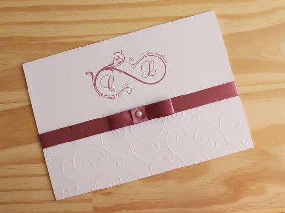 Convite Casamento Relevo Textura Rose 15 Anos