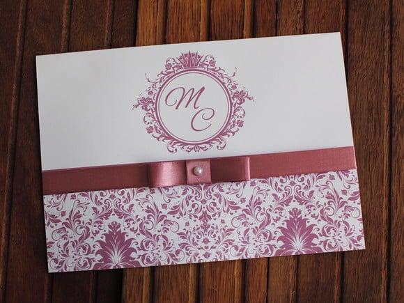 Convite Casamento Rose - Convite 15 Anos Rosa Antigo