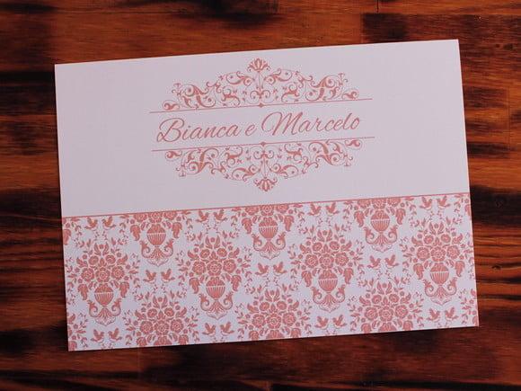 Convite Casamento Salmão Rosa Convite 15 Anos Delicado