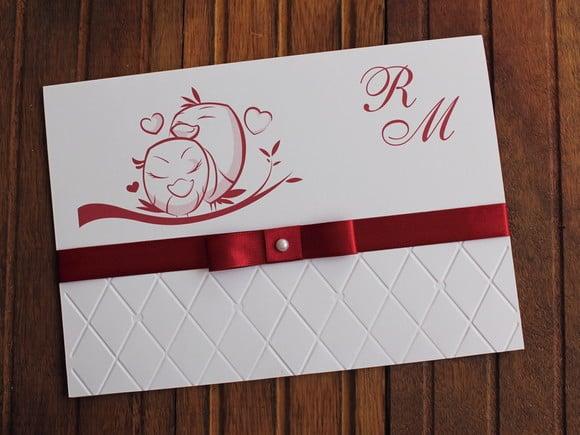 Convite Casamento Textura - Convite 15 Anos Casal Pássaros