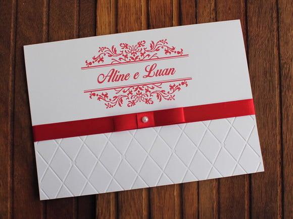 Convite Casamento Textura Convite 15 Anos Relevo Vermelho