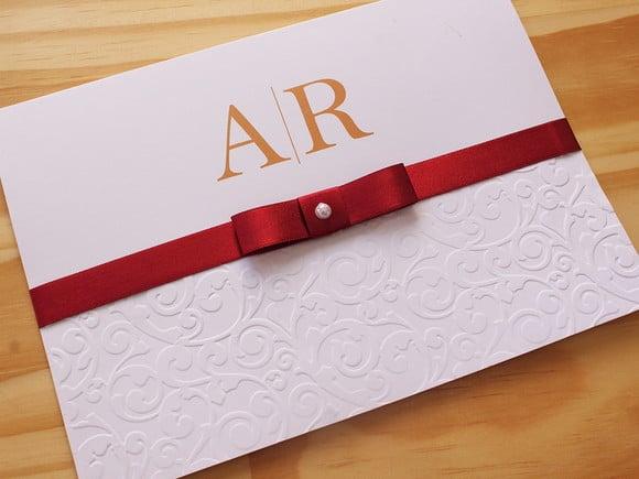 Convite Casamento Textura Marsala Relevo