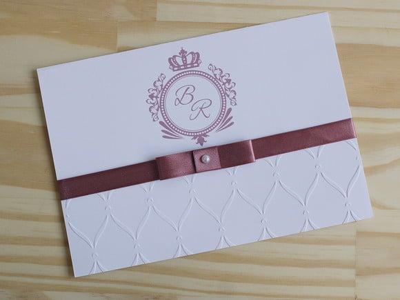 Convite Casamento Textura Relevo Convite 15 Anos Rose
