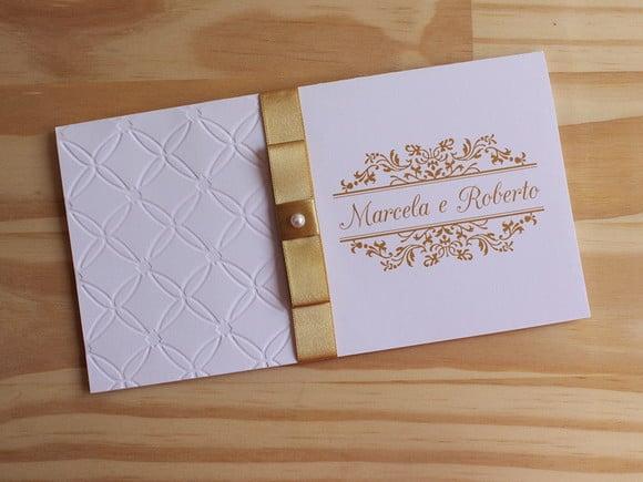 Convite Casamento Textura Relevo Dourado Convite 15 Anos