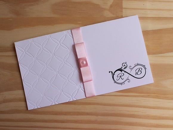 Convite Casamento Texturizado Relevo Textura Rosa Infinito