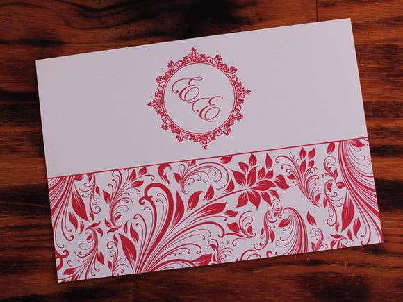 Convite Casamento Vermelho Floral Convite 15 Anos Barato