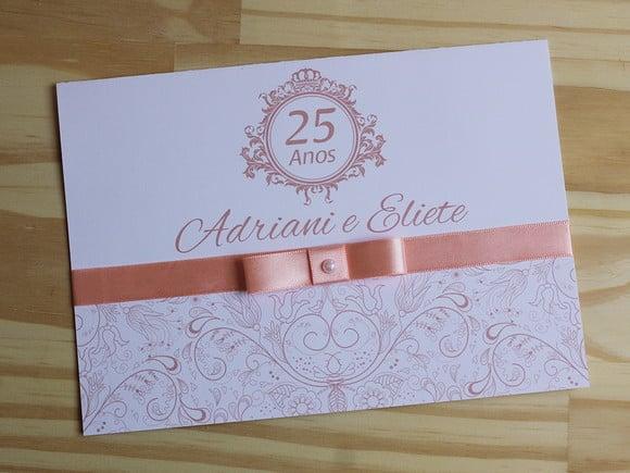 Convite de Bodas Prata Ouro Esmeralda Zinco 25 Anos