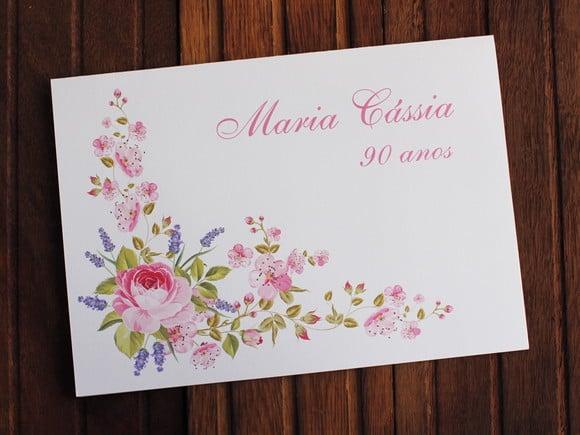 Convite de Aniversário Floral 15 Anos Casamento 90 Anos