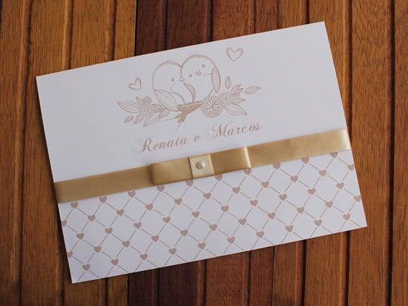 Convite de Casamento - Convite 15 Anos - 240g Bege Passaro
