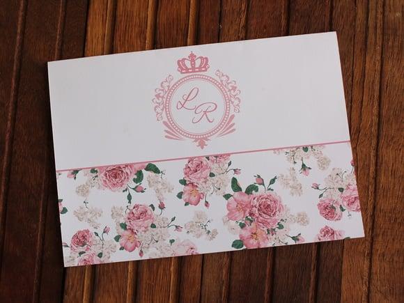 Convite de Casamento - Convite 15 Anos - 240g Floral Rosa