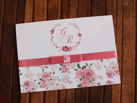 Convite de Casamento - Convite 15 Anos - Floral Rosa Barato