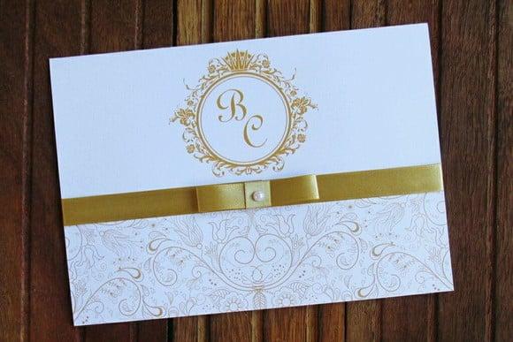 Convite de Casamento - Convite de 15 Anos Dourado Barato