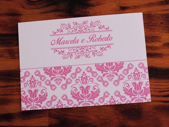 Convite de Casamento Arabesco Rosa Convite 15 Anos
