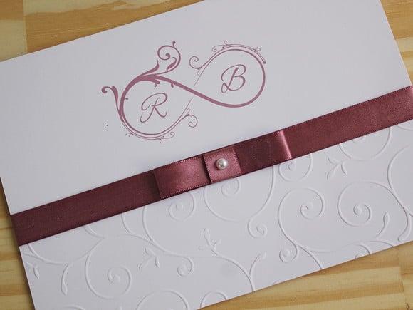 Convite de Casamento com Alto Relevo Textura