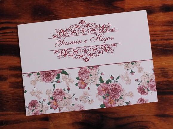 Convite de Casamento Floral Marsala Convite 15 Anos