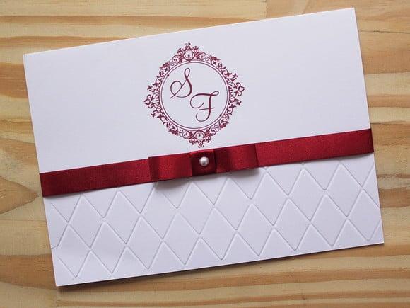 Convite de Casamento Relevo Marsala 15 Anos Textura