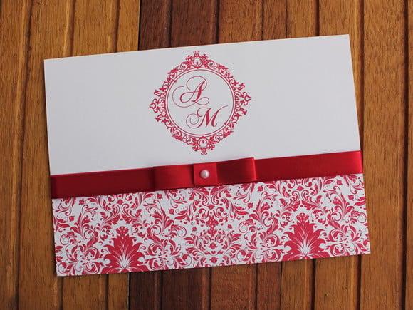 Convite de Casamento Vermelho Convite 15 Anos Promoção