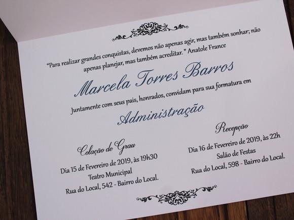 Convite Formatura - Administração - Textura - Colação Grau