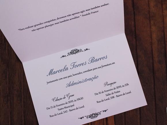 Convite Formatura - Administração - Colação Grau - Promoção