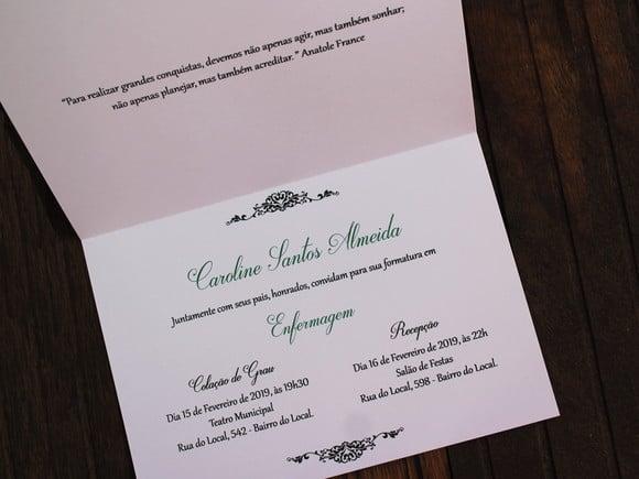 Convite Formatura - Enfermagem - Colação Grau - Promoção 62