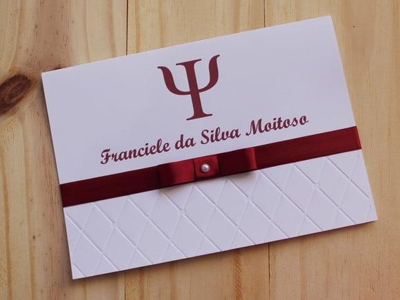 Convite Formatura Psicologia Textura Relevo Colação Grau