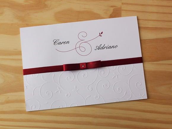 Convite para Casamento Relevo Marsala Relevo