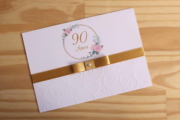 Convite Relevo Aniversário 90 Anos 15 Anos