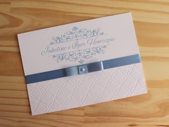 Convite Serenity Textura Casamento 15 Anos Relevo