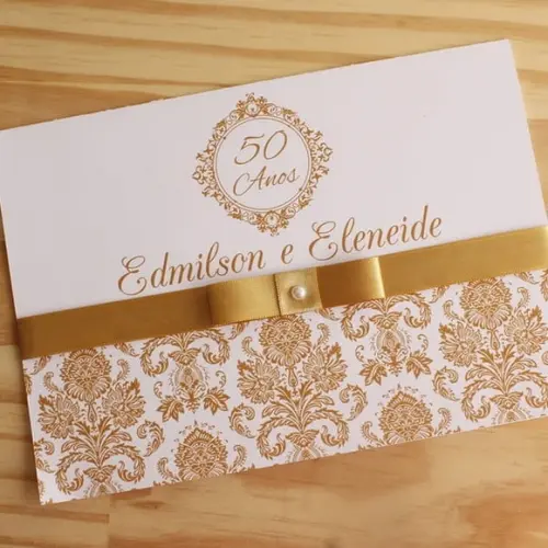 50 Convites para Bodas de Ouro + 120 Individuais