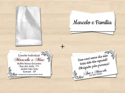 Adicionais para Convite, Tag, Individual, Saquinho, Nome