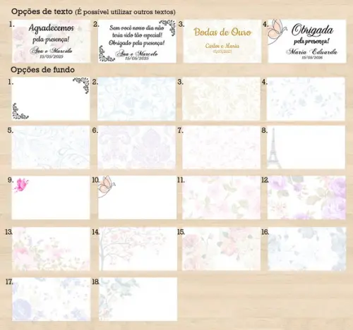 Adicionais para Convite, Tag, Individual, Saquinho, Nome