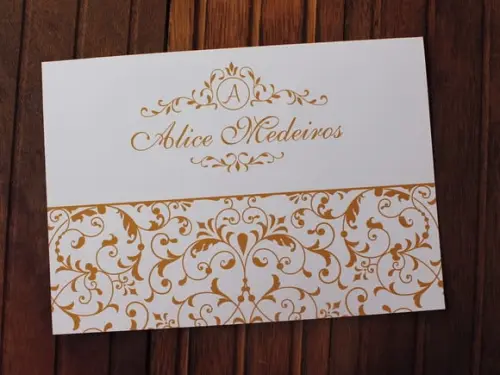 Convite 15 Anos - Convite Casamento - 240g Arabesco Dourado