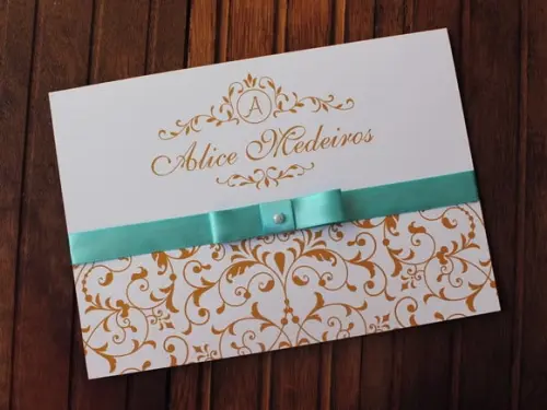 Convite 15 Anos - Convite Casamento - Dourado Azul Brasao