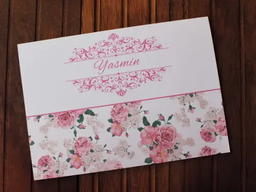 Convite 15 Anos - Convite Casamento - Floral Rosa Monograma