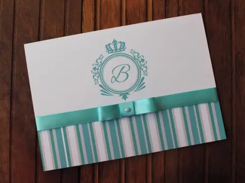 Convite 15 Anos - Convite Casamento - Listras Azul Brasao