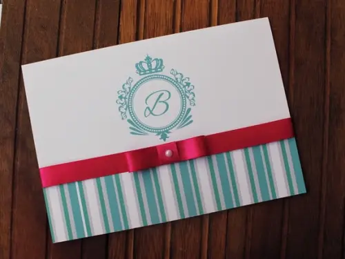 Convite 15 Anos - Convite Casamento - Listras Azul e Pink
