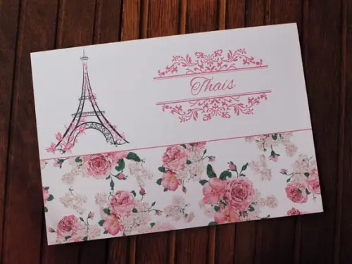 Convite 15 Anos - Convite Casamento - Paris Floral Rosa