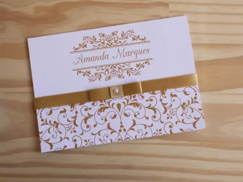 Convite 15 Anos Barato Dourado Convite Casamento