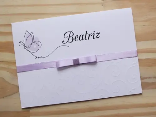 Convite 15 Anos Borboleta Lilás Roxo Texturizado