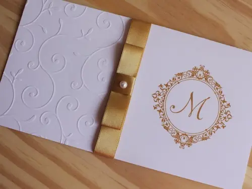 Convite 15 Anos Casamento Textura Relevo Dourado
