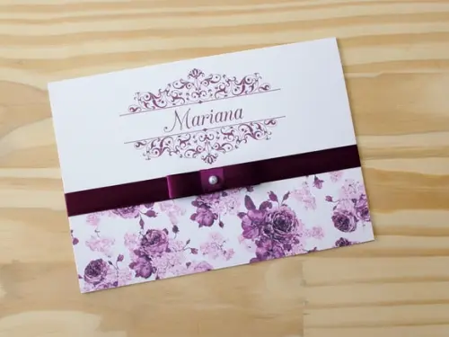 Convite 15 Anos Casamento Roxo Floral Lilás