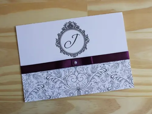 Convite 15 Anos Debutante Preto Roxo