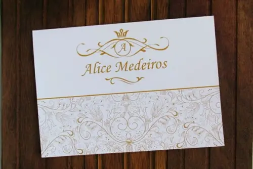 Convite 15 Anos Dourado Convite de Casamento - 240g Barato